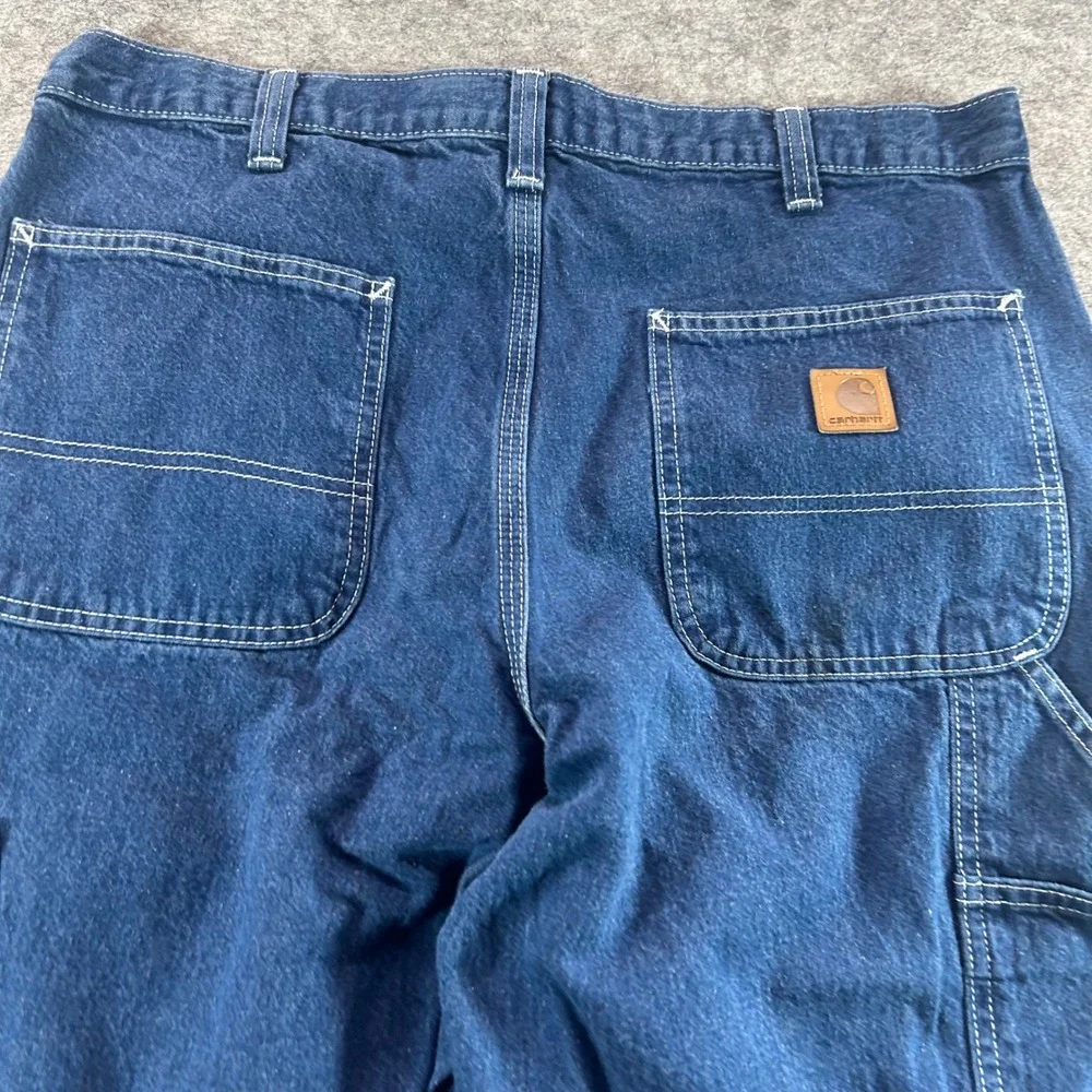 Carhartt Carpenter Jeans Mens 34x34 Blue Dungaree Fit Straight Leg Utility Denim